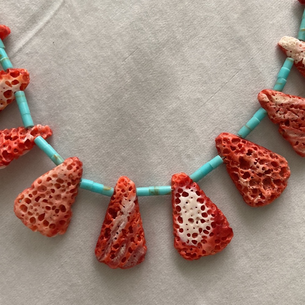 Coral Turquoise Heishi Necklace